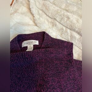 VTG Jones Wear Sport Womens M Fuchsia Pink Black Marled Sleeveless Work Sweater